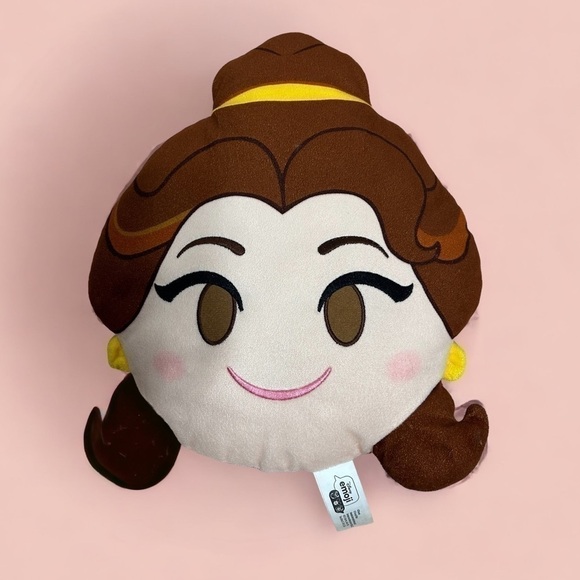 Disney Belle Emoji Pillow Beauty and the Beast Brown Gold Princess Kids Throw - Picture 1 of 5